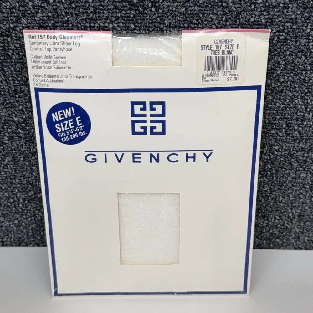 Vtg Givenchy Body Gleamers 157 Size E Shimmery Ultra Sheer Pantyhose Tres Blanc